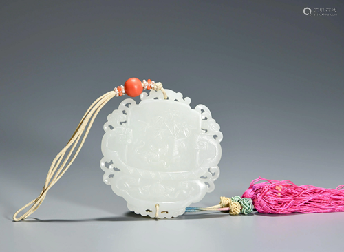 A Pair of White Jade Tassel Pendant