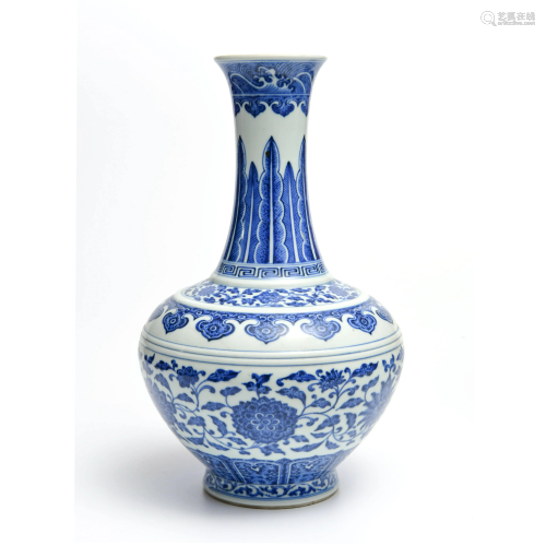 A Blue and White ‘Twine Lotus’ Porcelain Vase