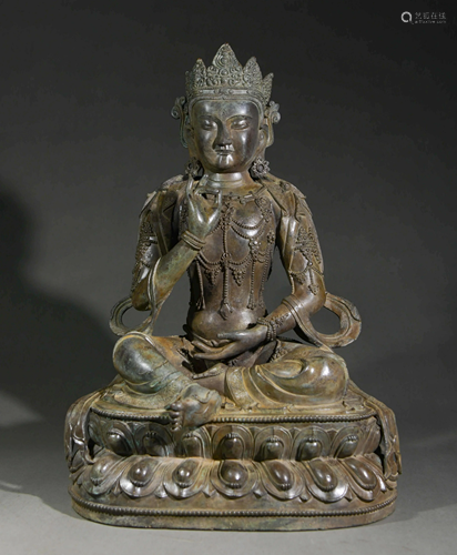 A Copper Guanyin Statue