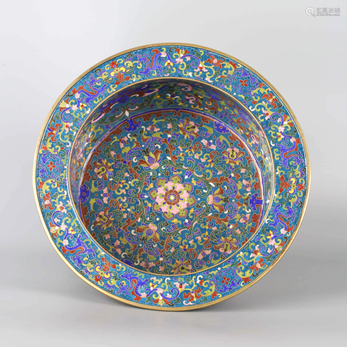 A Gild Copper Enamel Twine Lotus  Basin