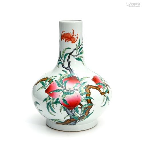 A Famille Rose ‘Peach’ Porcelain Vase