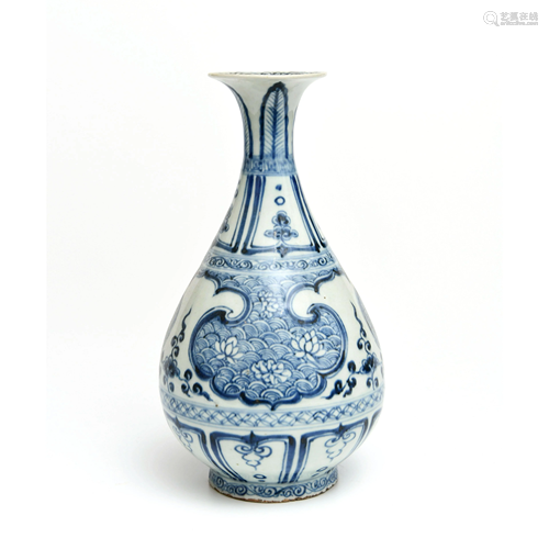 A Blue and White Floral Porcelain Yuhuchun Vase