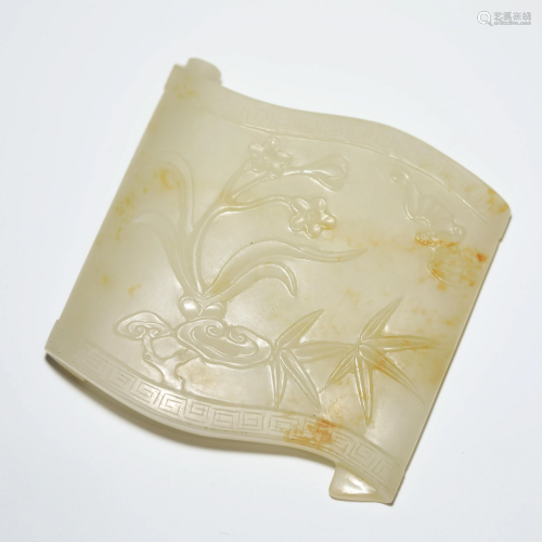 An Orchid Relief White Jade Ink Bed
