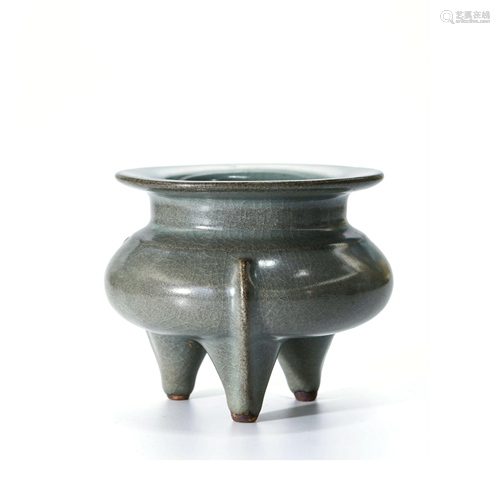 A Longquan Porcelain Three-legged Incense Burner