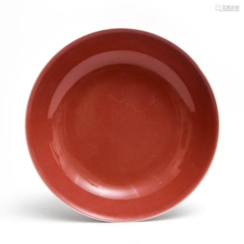 An Altar Red Glazed Porcelain Dish