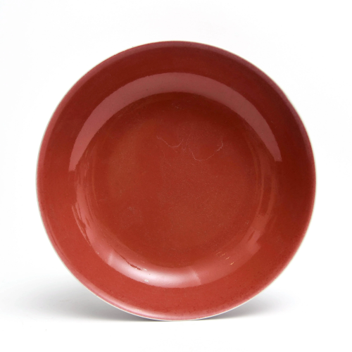 An Altar Red Glazed Porcelain Dish