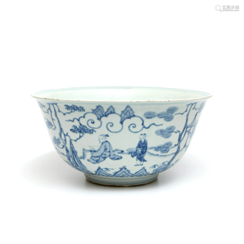 A Blue and White ‘Figure’ Porcelain Bowl