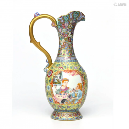 A Yangcai ‘Western Figures’ Porcelain Pot