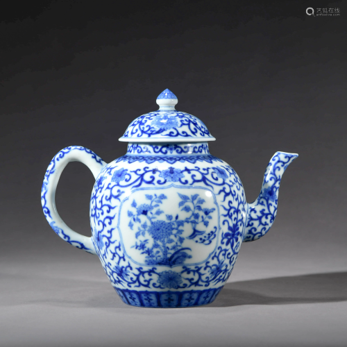 A Blue and White ‘Twine Lotus’ Porcelain Pot