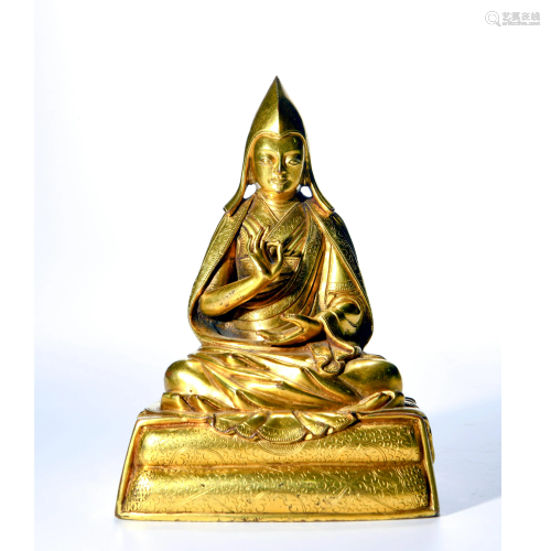 A Gild Copper Statue of Guru Buddha