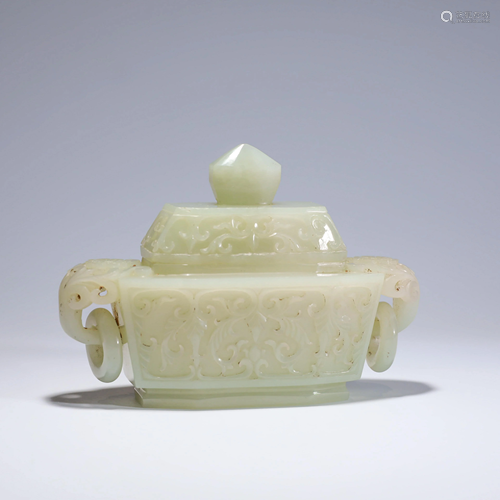 A Carved White Jade Zun