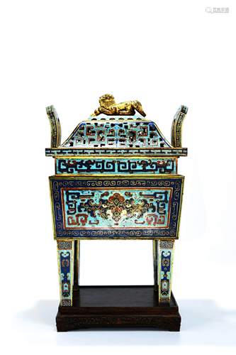 A Cloisonne Enamel ‘Passion Flower’ Censer