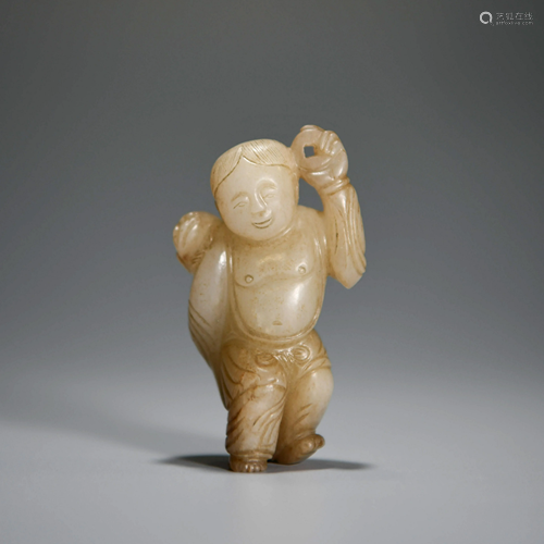 A White Jade Carved Boy Ornament