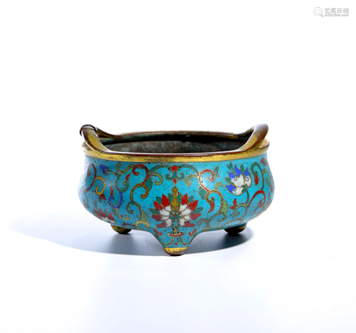 A Cloisonne Enamel ‘Wrapped Floral’ Incense Burner