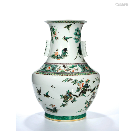 A Famille Vert Floral Porcelain Zun
