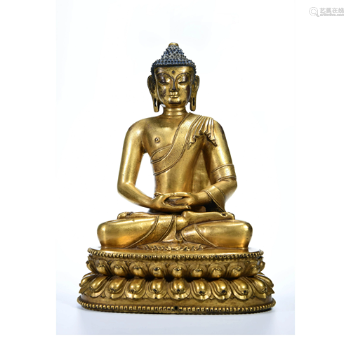 A Gild Copper Statue of Sakyamuni