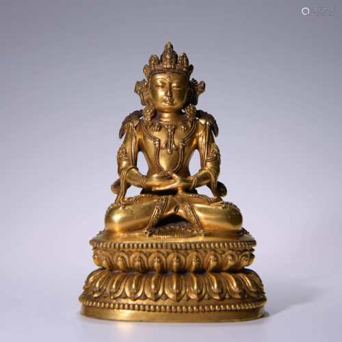 A Gild Copper Statue of Sakyamuni Buddha