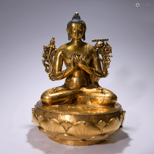 A Gild Copper Statue of Maitreya