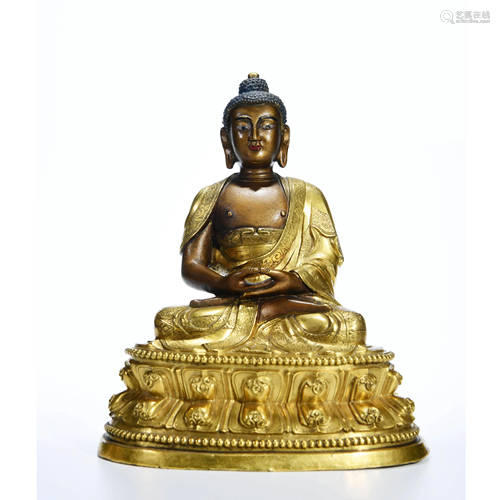 A Gild Copper Statue of Sakyamuni