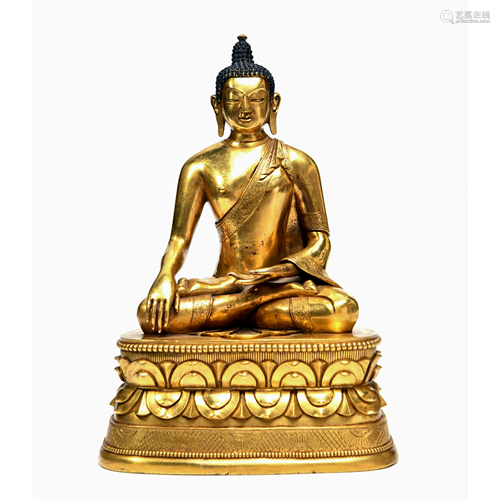 A Gild Copper Statue of Sakyamuni