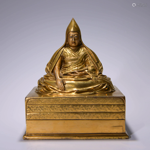 A Gild Copper Statue of Guru Buddha