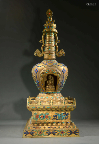 A Gem Inlaid Gild Pagoda