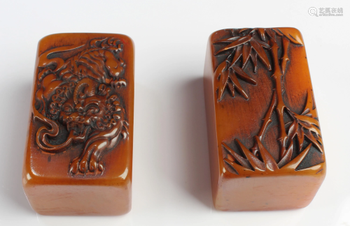 A Pair of Chinese Soapstone Seals