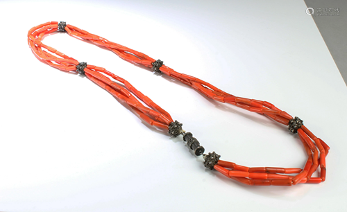 Chinese Antique Red Coral Necklace