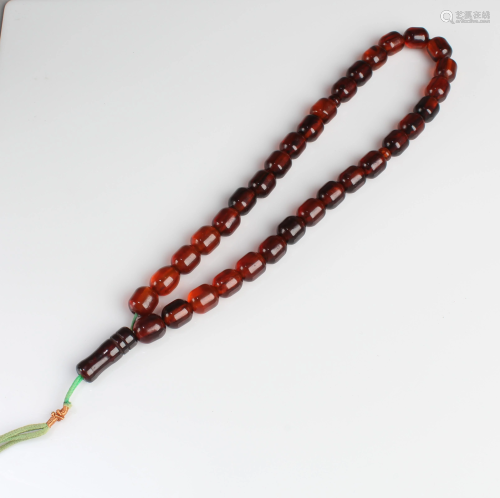 Antique Chinese Amber Prayer Beads