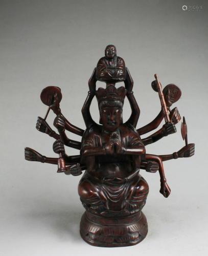 A Wooden Carved Bodhisattva Statue