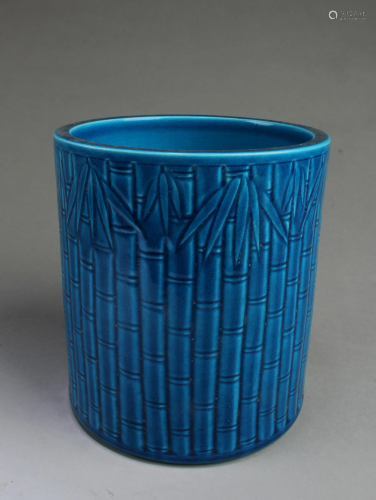 Chinese Blue Color Porcelain Brushpot