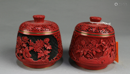 Two Cinabar Lacquer Containers