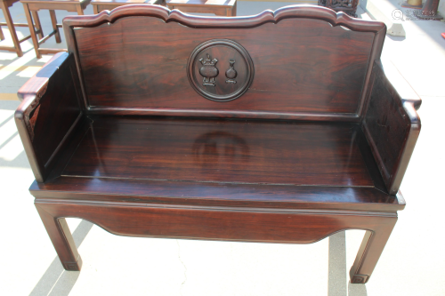 Chinese Hardwood Sofa Styled Bench with Arm Rest