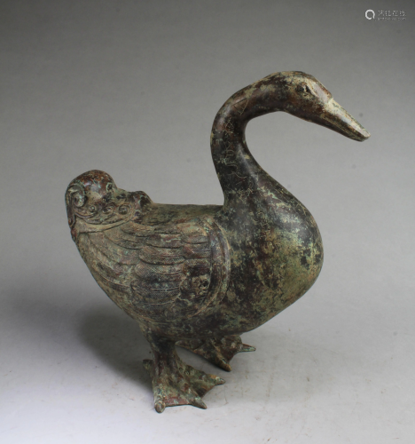 Chinese Bronze Duck Statue
