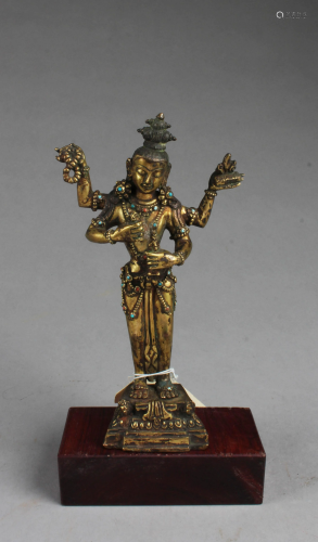 A Gilt Bronze Bodhisattva Statue