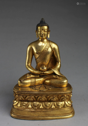 Chinese Gilt Bronze Seated Buddha Statue