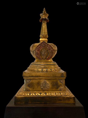 A Gilt Bronze Pagoda