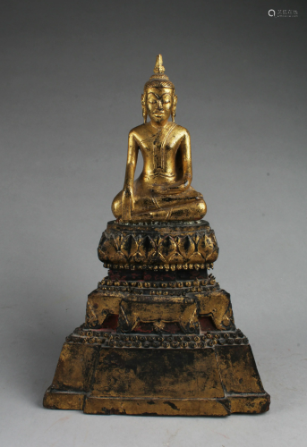 A Gilt Wooden Buddha Statue