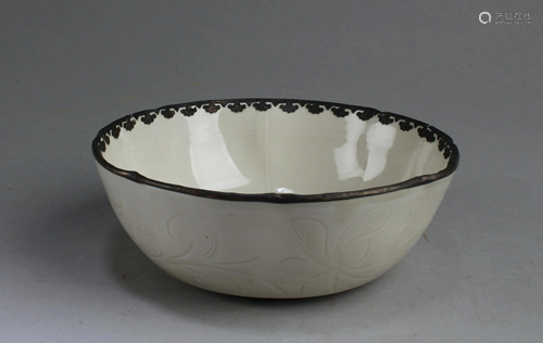 Chinese Dingyao Bowl with Silver Rim