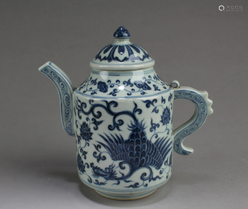 Chinese Blue & White Porcelain Teapot