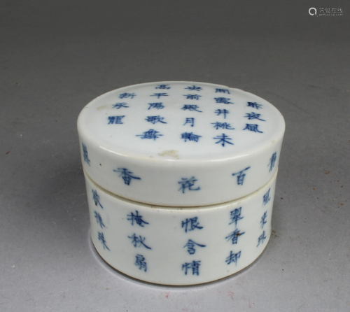 Chinese Blue & White Ink Box