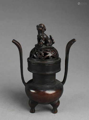 Chnese Bronze Censer With Lid