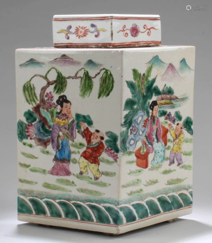 Chinese Porcelain Rhombus Shaped Jar