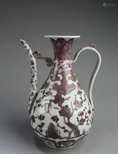 Chinese Iron Red Porcelain Ewer