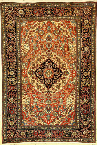 Fine Kurk Kashan 'Mohtasham' Rug,