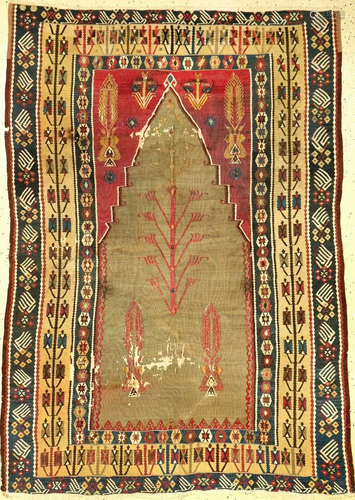 Fine Green Erzurum 'Prayer Kilim' (Silk &