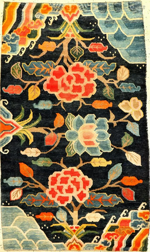 Tibetan Shigatse 'Khaden' Rug (Peonies),