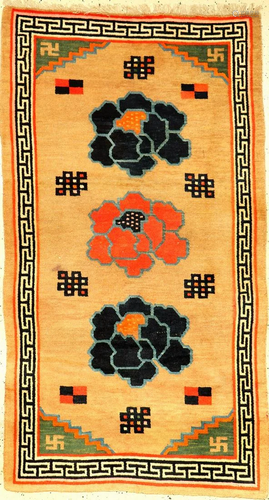 Tibetan Kampa-Dzong 'Khaden' Rug (Peonies),