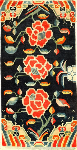 Tibetan Shigatse 'Khaden' Rug (Peonies),