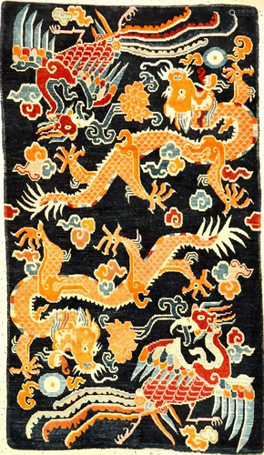 Tibetan Shigatse 'Khaden' Rug (Dragon & Phoe…